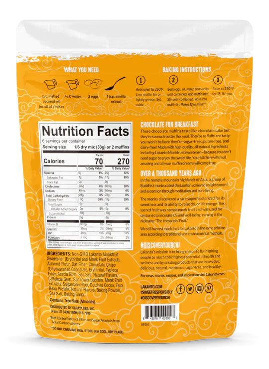 Lakanto Double Chocolate Muffin Mix Back