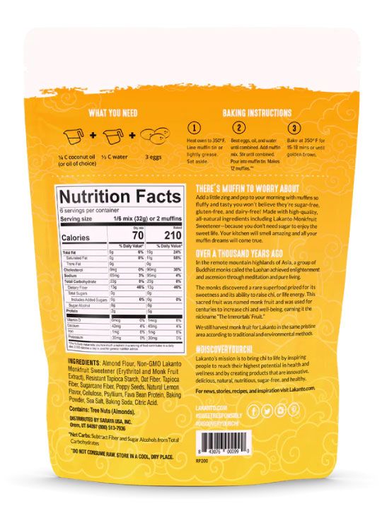 Lakanto Lemon Poppy Seed Muffin Mix Back